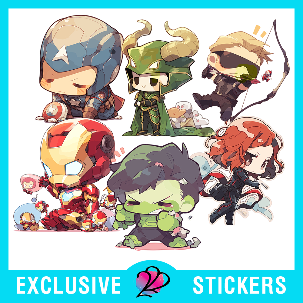 Marvel Characters - Cute Laminated Stickers for Laptop, Tumblers, etc ...