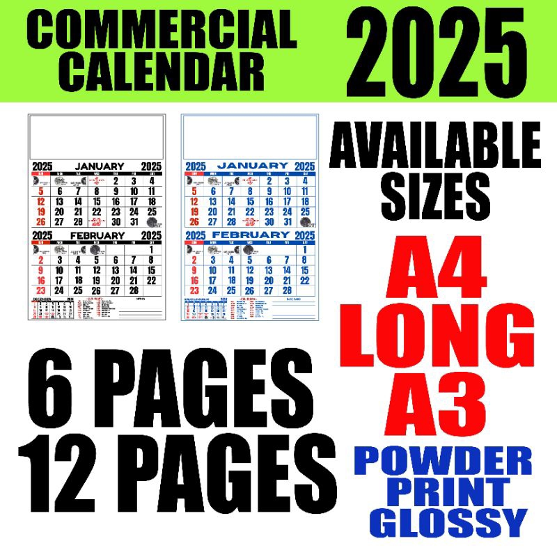 2025 commercial calendar a4 a3 long size | Shopee Malaysia