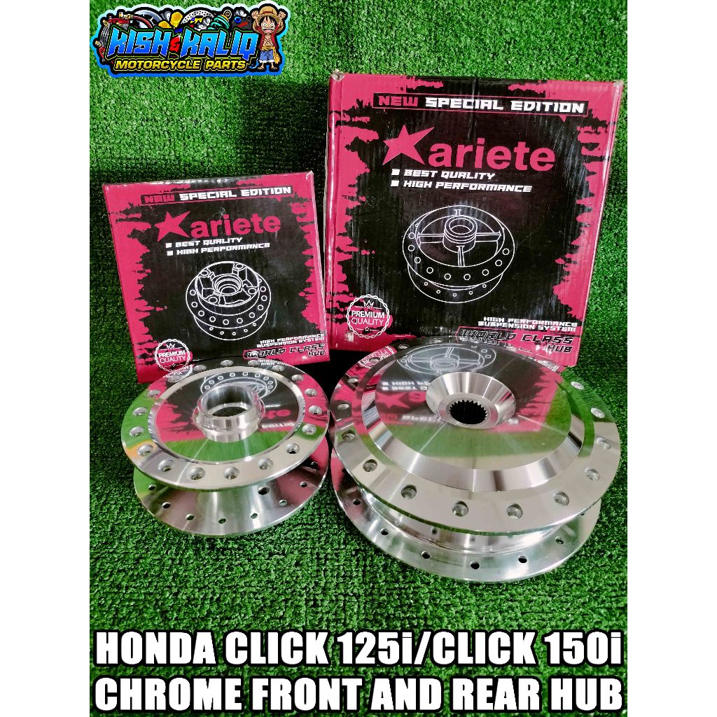 ARIETE FRONT AND REAR HUB SET CHROME FOR HONDA CLICK 125i / CLICK 150i ...