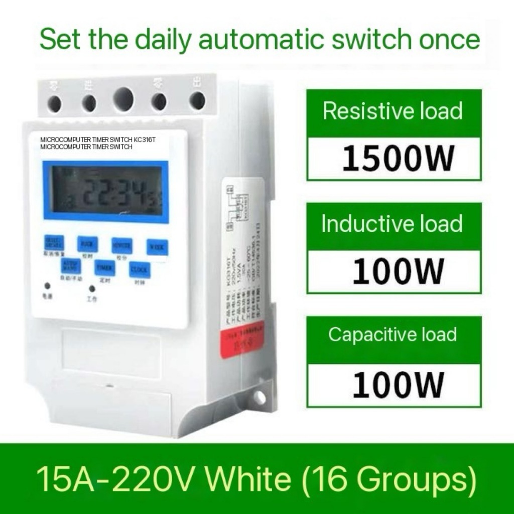 15/30A 220V Power Timer Time Control Switch KG316T Automatic Cycle ...
