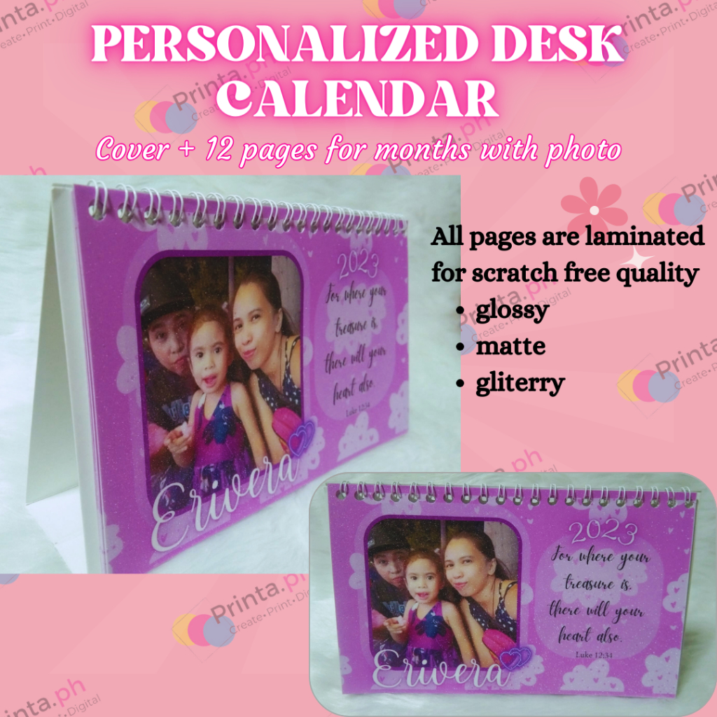 Personalized Desk Calendar 2024 with Laminated Pages each Month