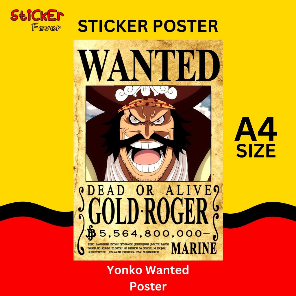 Sticker Fever ( BIG ) Anime One Piece Straw Hat Pirates Wanted Poster ...