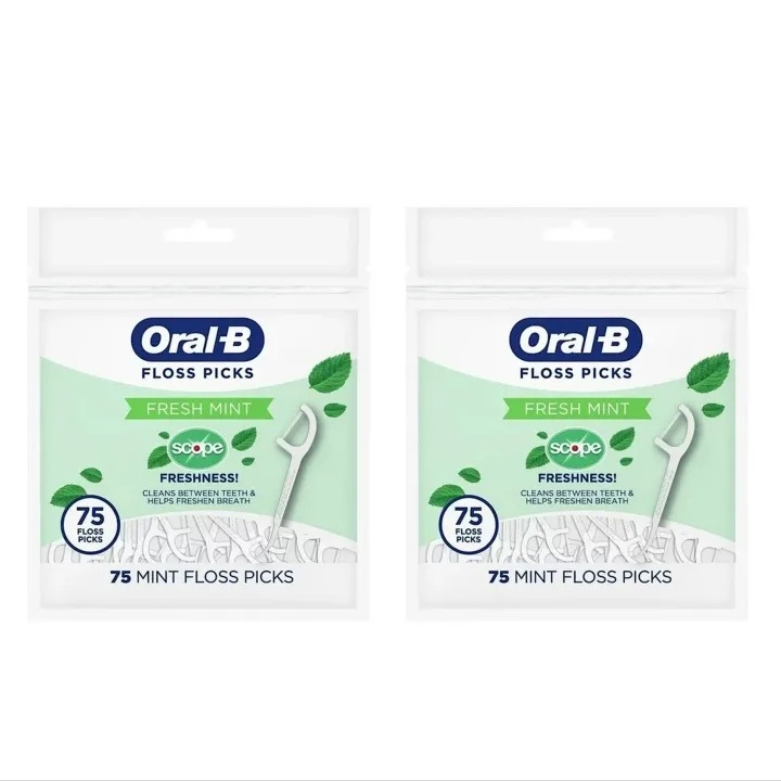 (Bundle Of 2) Oral B Dental Floss Picks Burst Of Scope Fresh Mint Oral ...