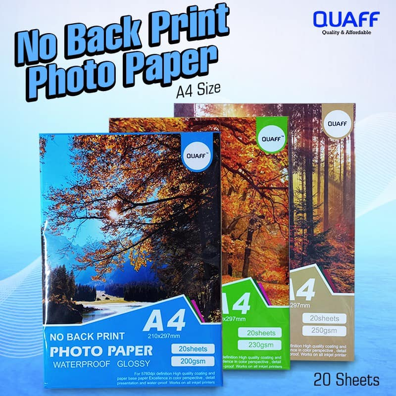 Quaff No Back Print Glossy Inkjet Photo Paper A4 200gsm 230gsm 20 ...