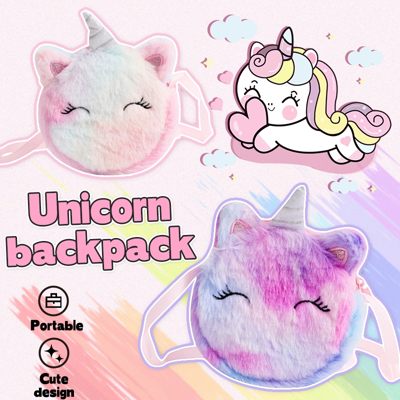 Babyhug Soft Plush Unicorn Twilight Sparkling Kids School Bag Purple & Pink - 12 Inches main image 0