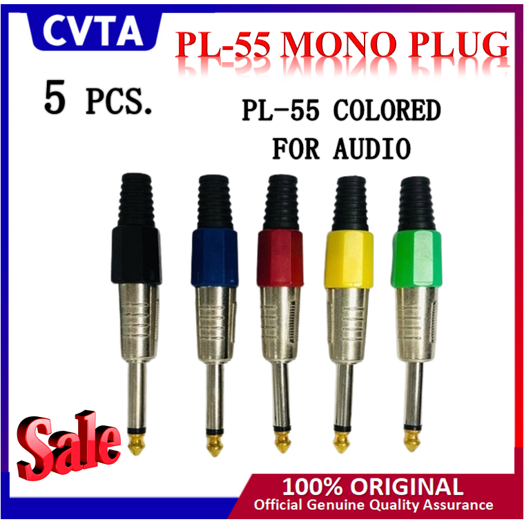 5 Pcs 5 Colors P-PL 1/4 1 pc Mono Metal Phono Microphone Plug Amplifier ...