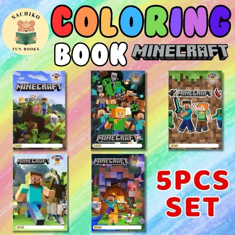 MINECRAFT 5 PIECES COLORING BOOK SET SACHIKO FUN BOOKS | Shopee Malaysia