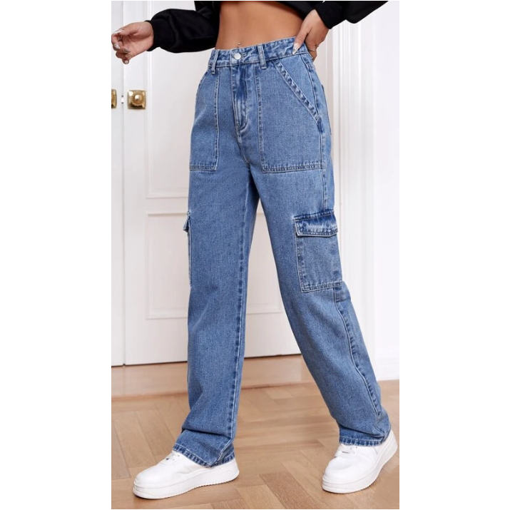 High Waist Cargo Pants Pure Maong Wide Leg 85 | Shopee Malaysia