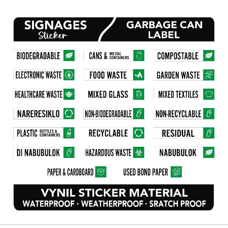 Vynil Sticker Signage Garbage Can Label Nabubulok Recyclable Non ...