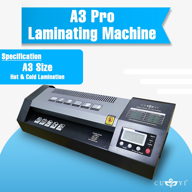 CUYI A4 A3 Size Laminator Hot Cold Reverse Function 220v Heavy Duty ...