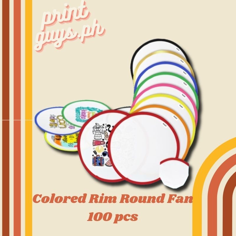 (100pcs) Blank Printable Foldable Round Fan Full Color & Rim Hand ...