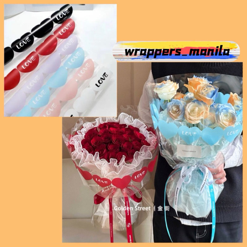 20pcs Heart Border Wrappers Bouquet Wrapping Material (Waterproof ...