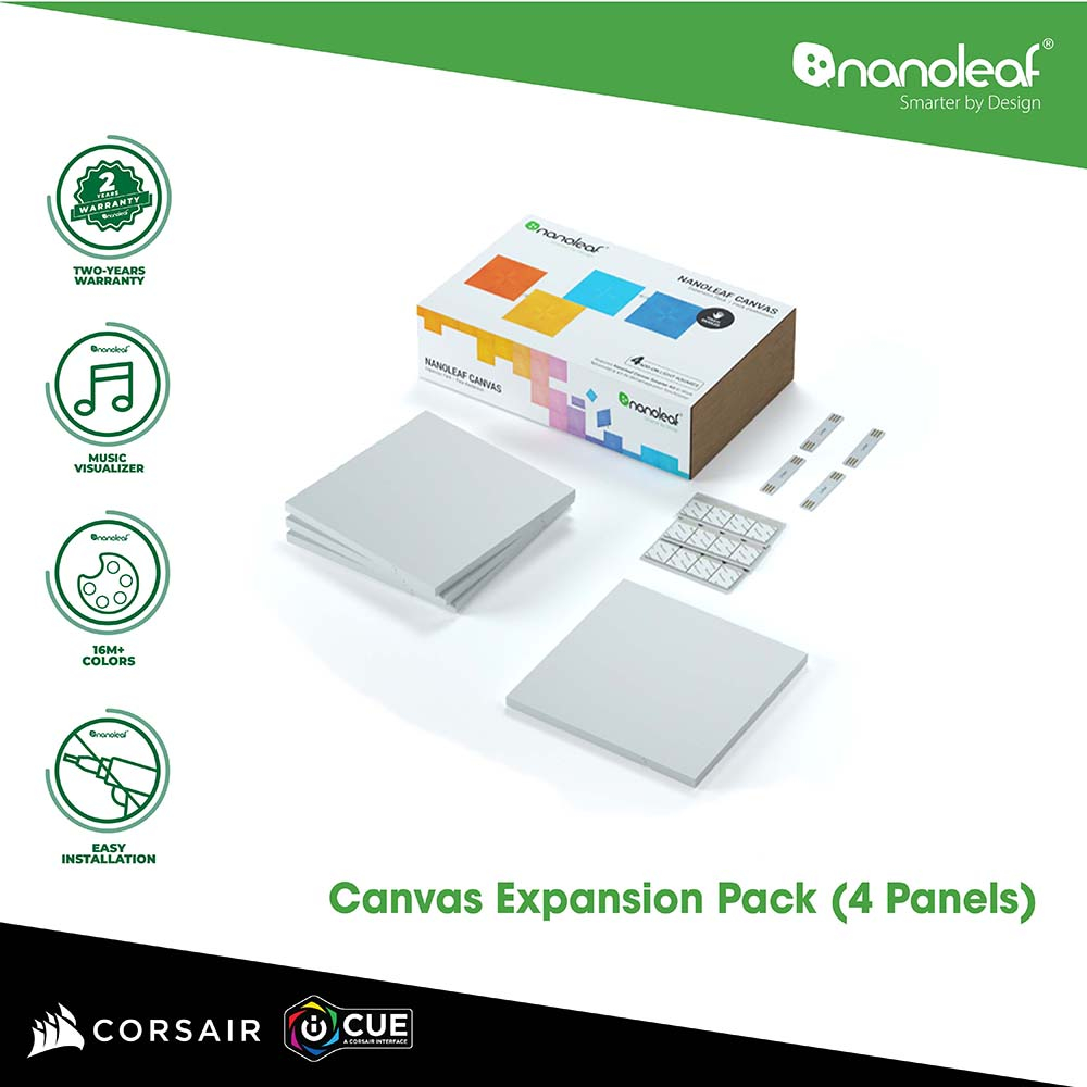 Nanoleaf Canvas Expansion Pack (4 Panels) WiFi and Thread Smart RGB ...