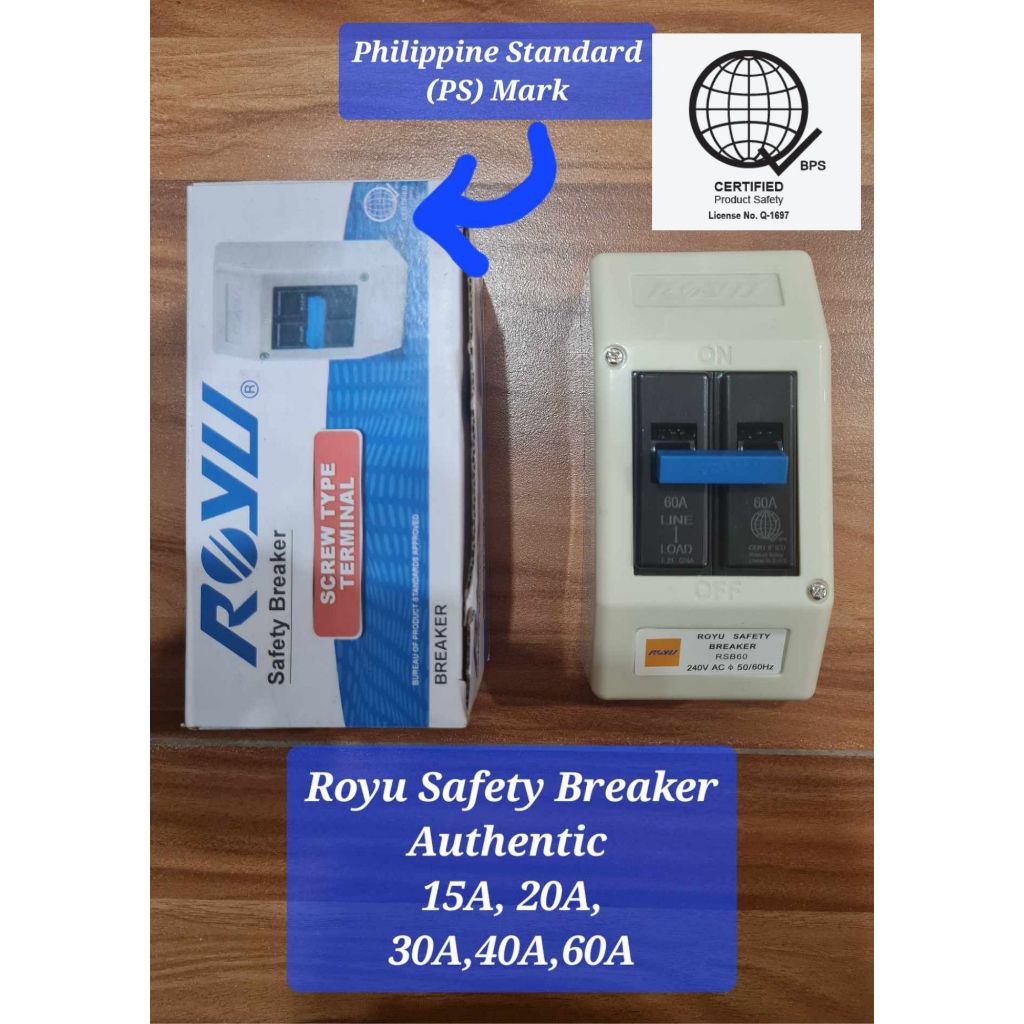 Royu Breaker / Safety Circuit Breaker with Enclosure Box Case 15A / 20A