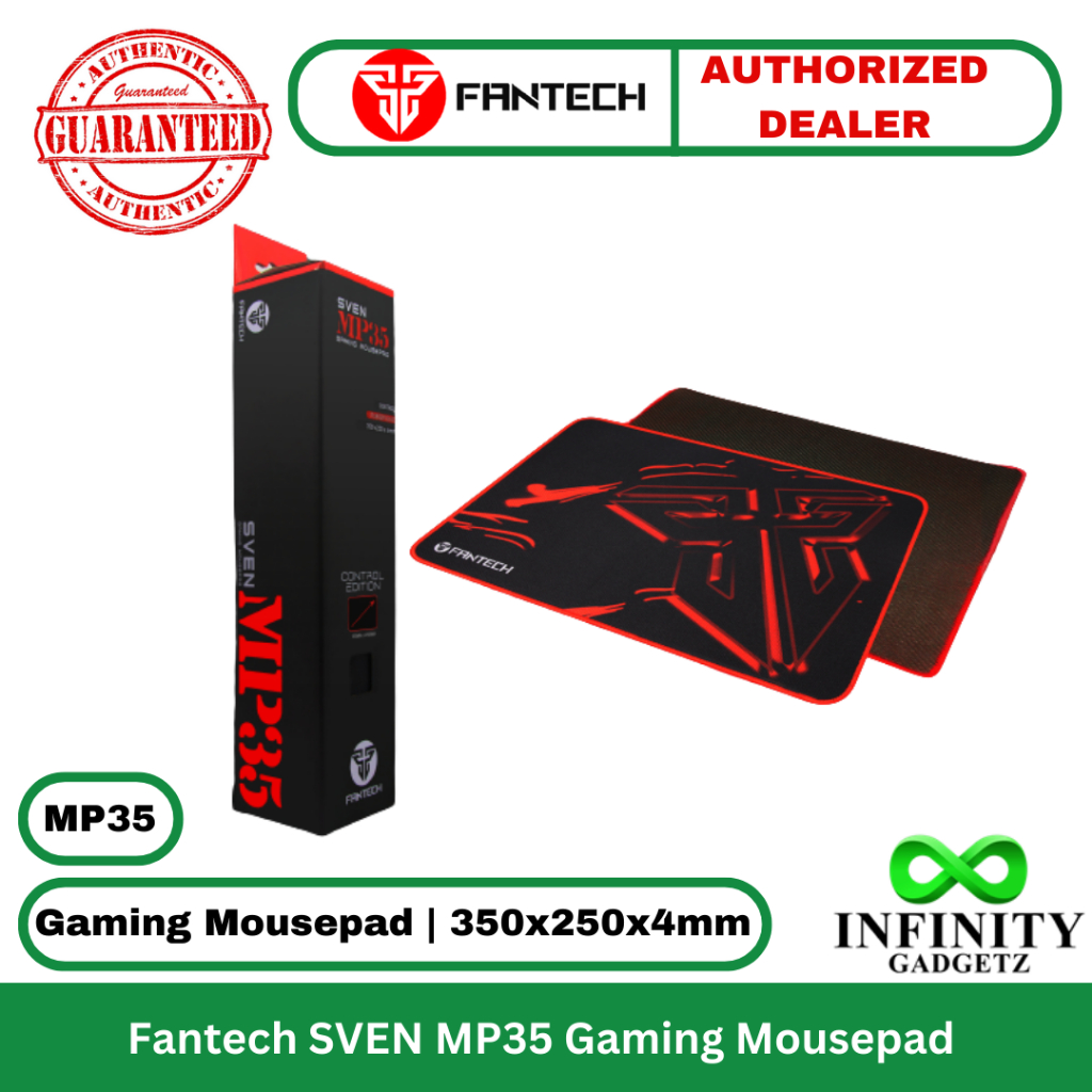 FANTECH SVEN MP35 Gaming Mouse Pad Rubber Base 350 x 250 x 4mm Black ...