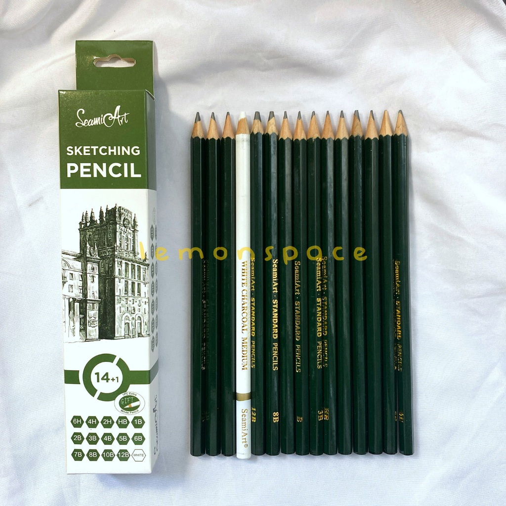 15 pcs Sketching Pencil Set 6H 4H 2H HB 1B 2B 3B 4B 5B 6B 7B 8B 10B 12B ...