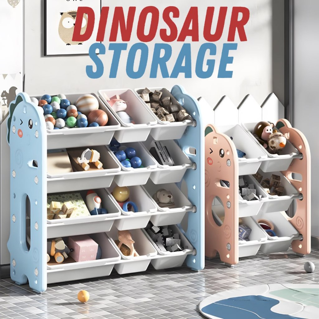 Dinosaur 4 Layer Large Toy Rack Storage Organizer for Kids by WISHLAND ...