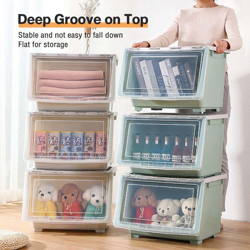 Flip Top Storage Box Stackable Storage Box Organizer Multifunction