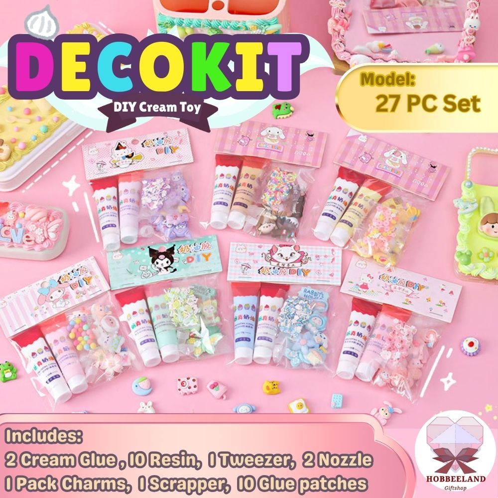 Kit Decoden MOMOMI Rainbow Cream - 8 Crèmes Synthétiques + Becs + Spatule + Charms - Pour Décorer Coques De Smartphone Et Objets Rigides