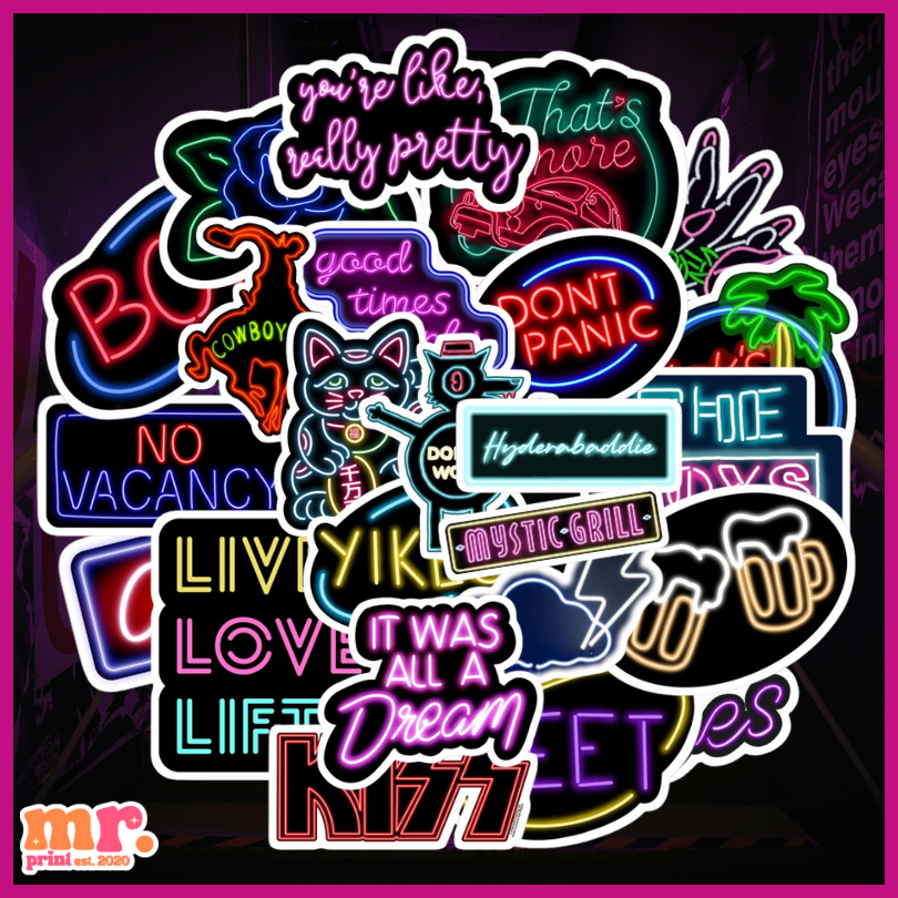 NEON SIGN VOL 2 STICKERS COOL WATERPROOF LAPTOP LUGGAGE AQUAFLASK ...
