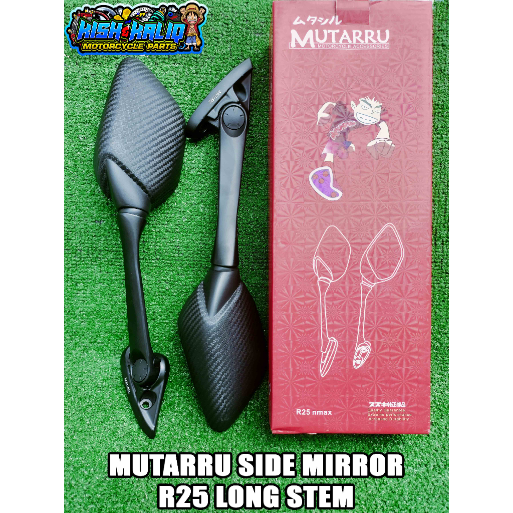 MUTARRU R25 SIDE MIRROR CARBON SHORT / MEDIUM / LONG STEM UNIVERSAL ...