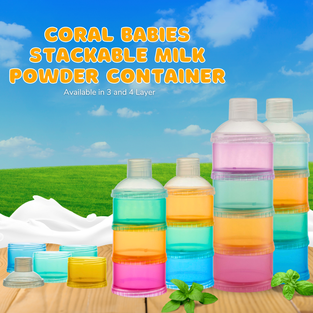 Coral Babies 3 & 4 Layer Stackable Milk Powder Container Milk Formula ...