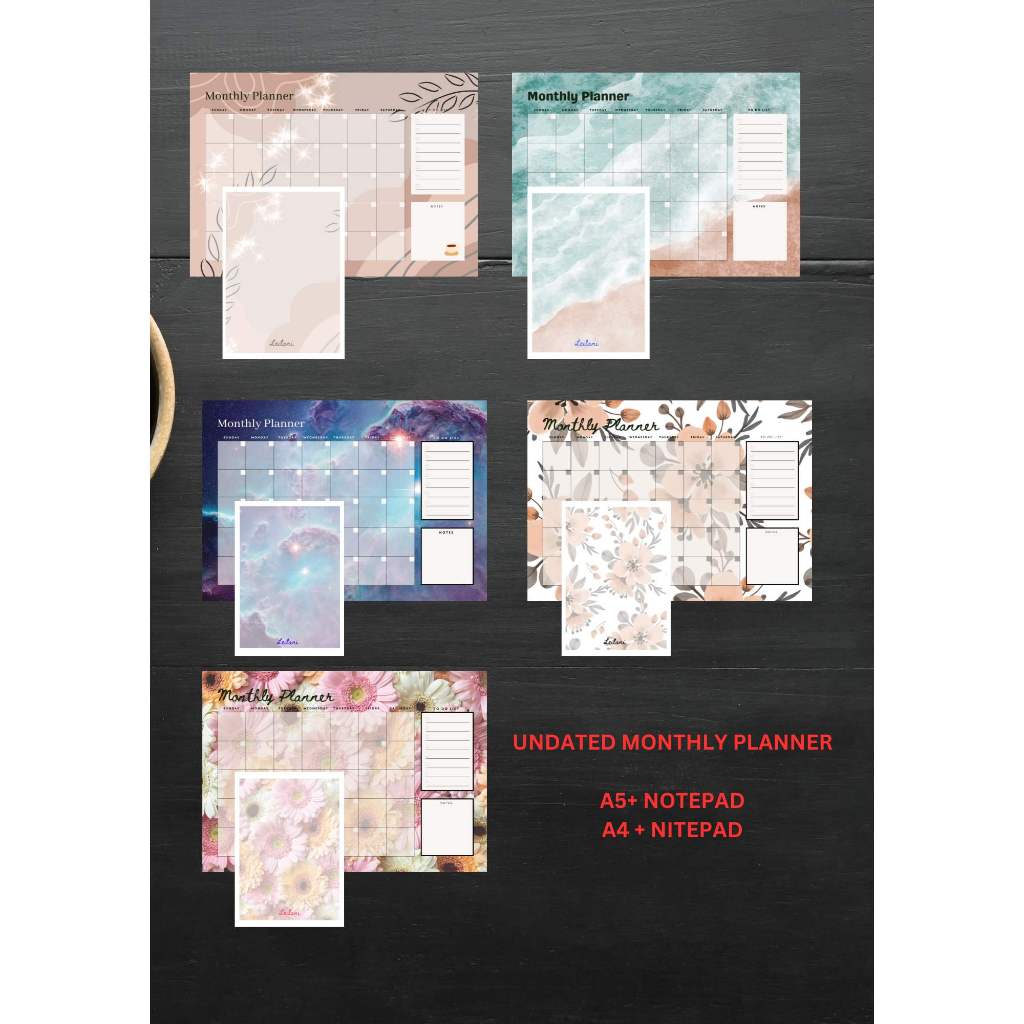 a4 and a5 with notepad undated monthly planner ( tear- off ) | Shopee ...