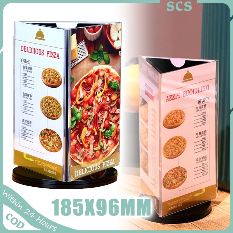 Acrylic Desktop Menu Holder 360 Degree Rotating Menu Display Stand ...