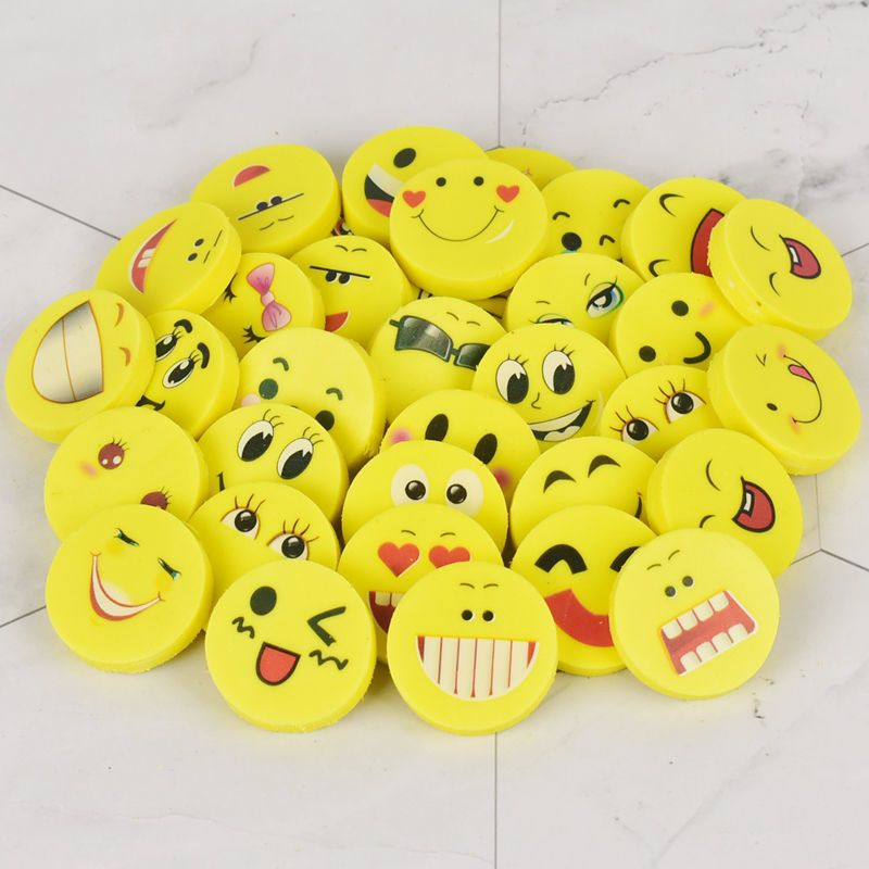 4pcs Pack Kids Students Stationery Eraser Smile Face Emoji Shaped ...