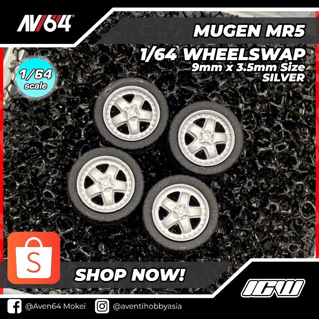 1/64 Wheelswap MUGEN MR5 SILVER ( 9mm x 3.5mm ) | Shopee Malaysia