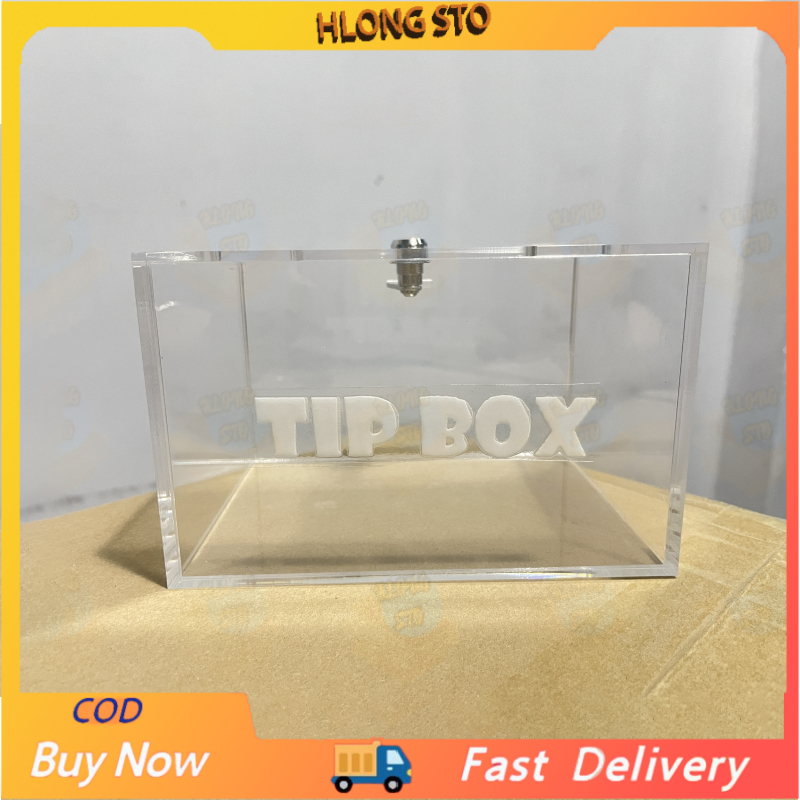 Tip Box Acrylic Tip Box with lock 6x4x4 inches comes with two keys ...