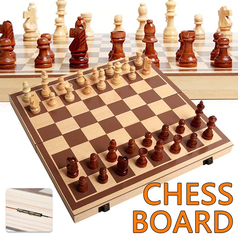 2 in1 Magnetic International Chess Board Folding Wooden Chessboard ...