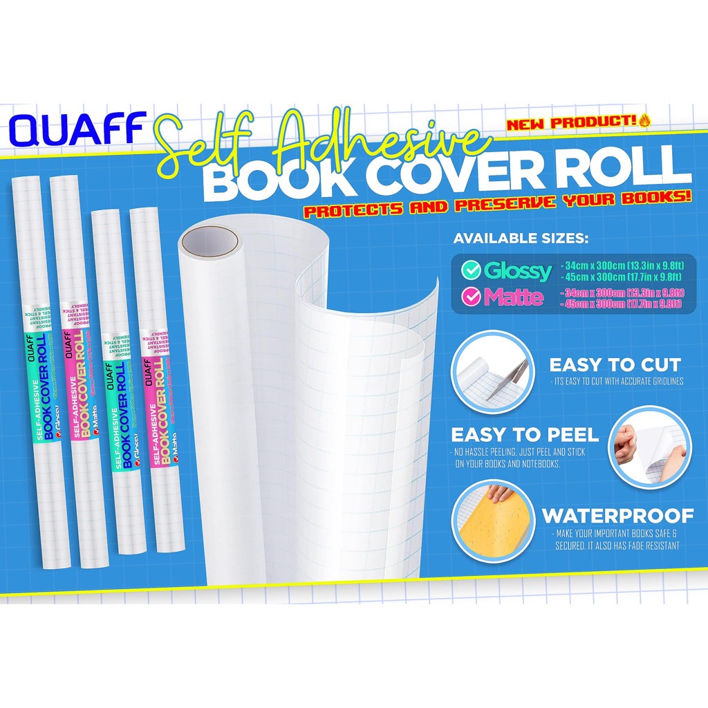 QUAFF SelfAdhesive BOOK COVER ROLL (Matte/Glossy) Shopee Malaysia