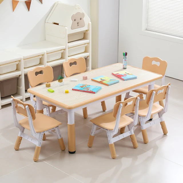 Happy Kiddos Large Table Adjustable Height Easy Wipe Erasable Study ...