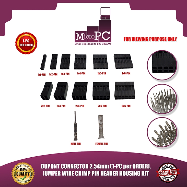 MICRO PC DUPONT CONNECTOR 2.54mm (1-PC per ORDER), JUMPER WIRE CRIMP ...