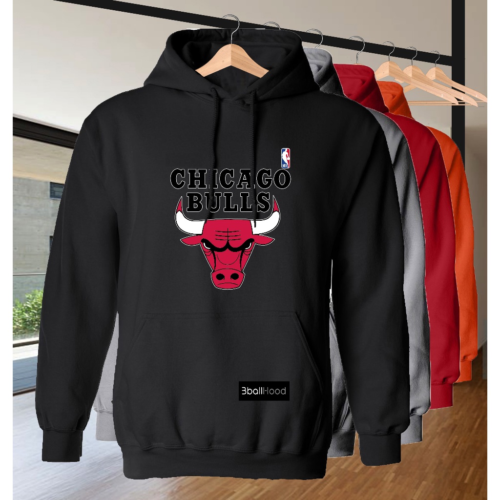 Hoodie Jacket CHI Bulls Logo Black Pullover Mall Quality Long sleeve ...