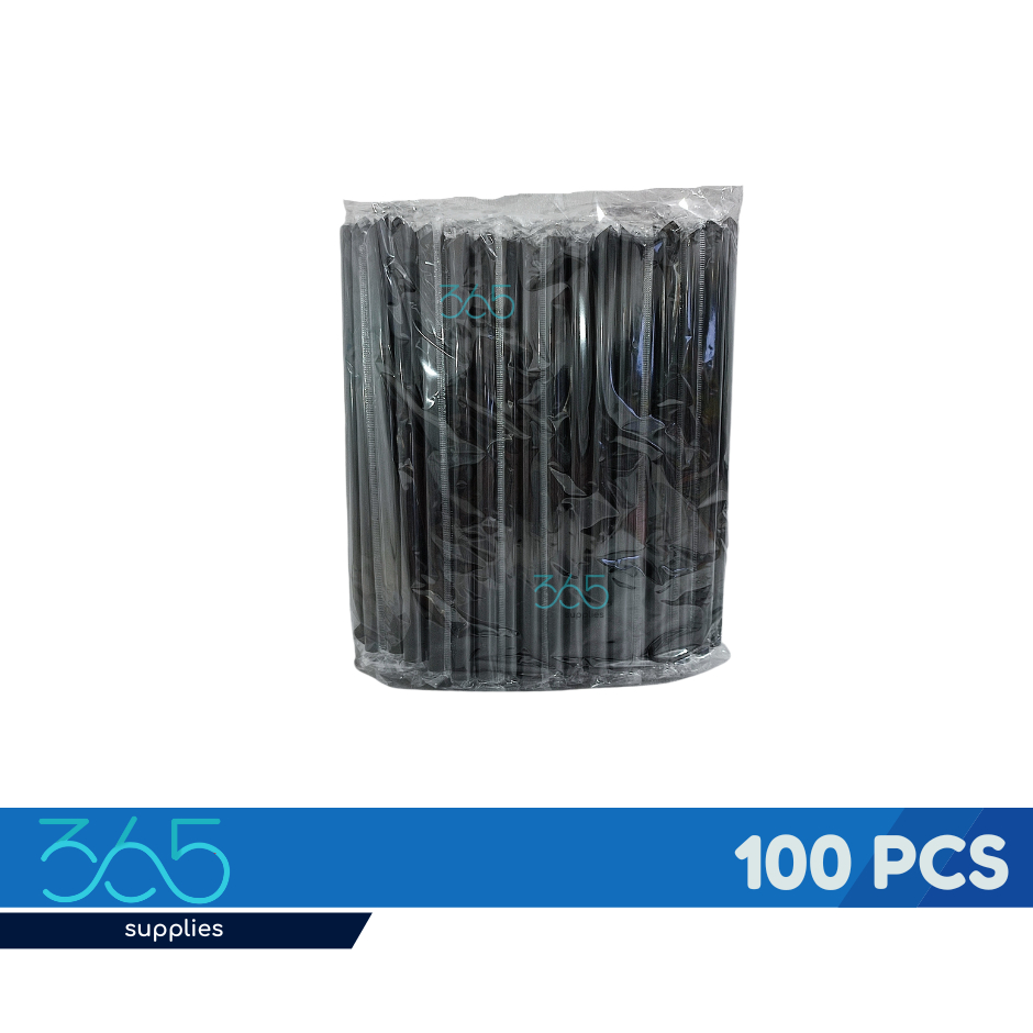 100pcs Boba Straw Individually Wrapped for Milk Tea / Sago Straw/ Black ...