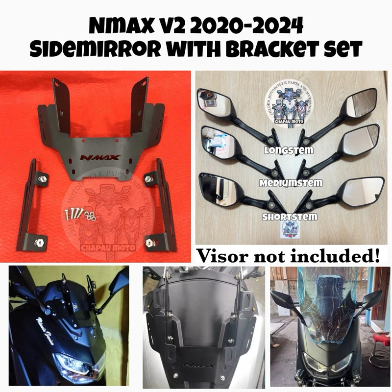 NMAX V2 Side mirror with bracket set 2020 to 2024 Nmax | Shopee Malaysia