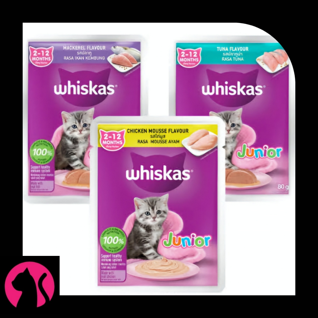 Whiskas Jr. Kitten Wet Food 80g Complete & Balanced Nutrition for 2