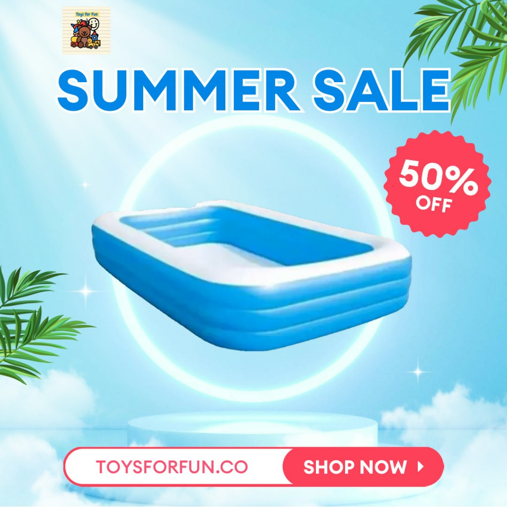 INTIME GIANT INFLATABLE FAMILY POOL PRINTED (262x175x51cm) *2 Layers ...