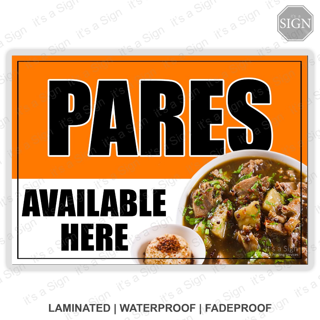 Pares Beef Food Dining Store Sign - Laminated Signage - A4/A3 Size ...