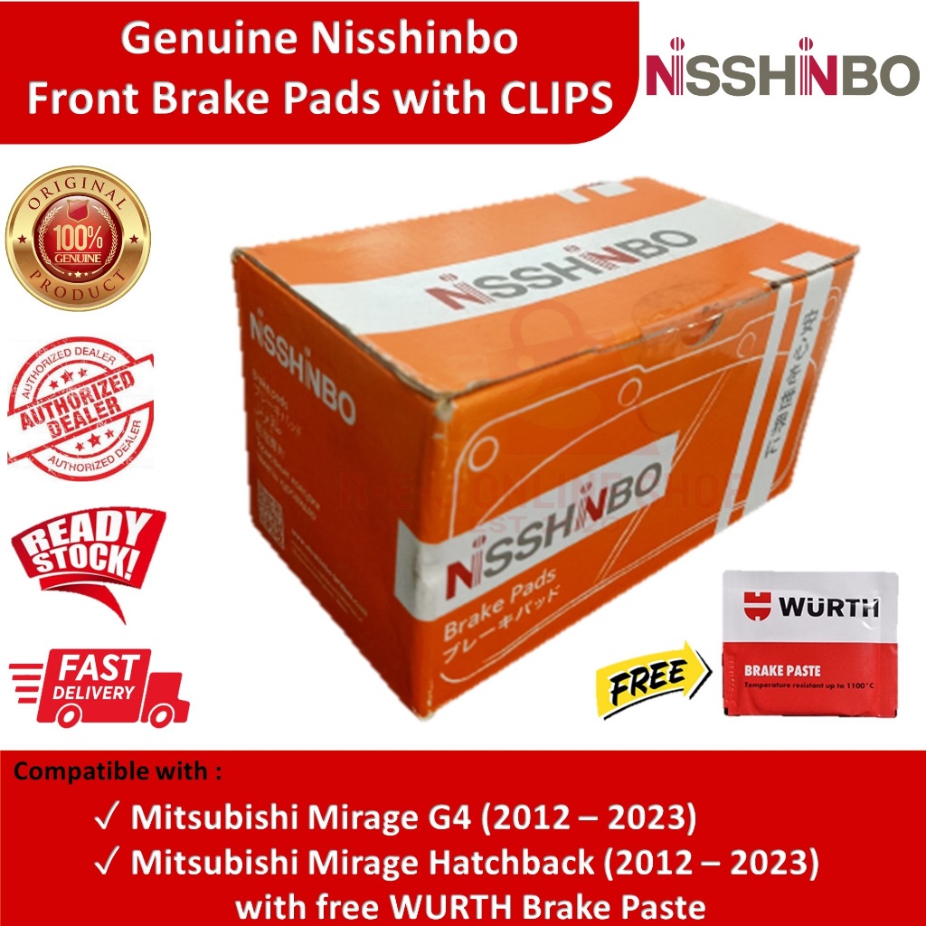 Nisshinbo Front Brake Pads with CLIPS Mitsubishi Mirage G4/Mirage