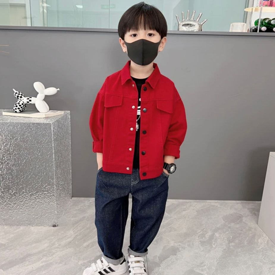 Kids red denim jacket best sale