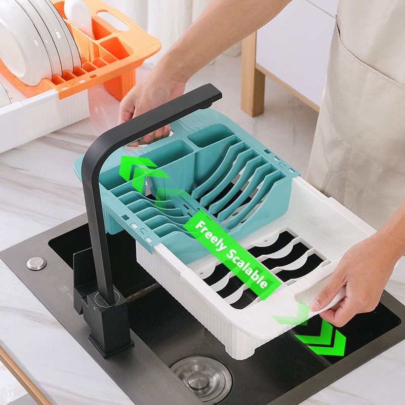 Collapsible Over-Sink Dish Rack Kitchen Drain Rack Retractable Sink ...