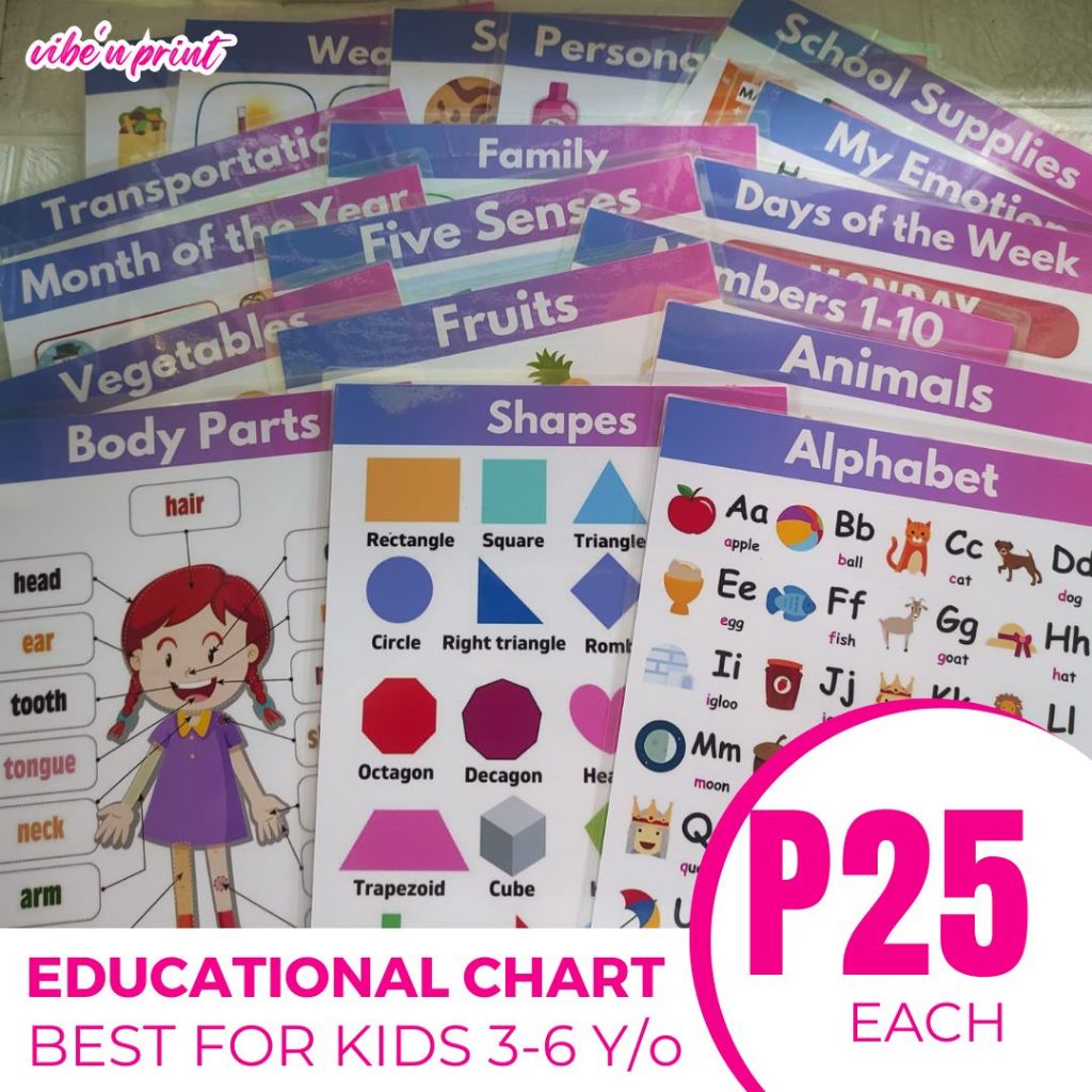 VNP Laminated Educational Wall Charts for Kids A4 Size | Shopee Malaysia