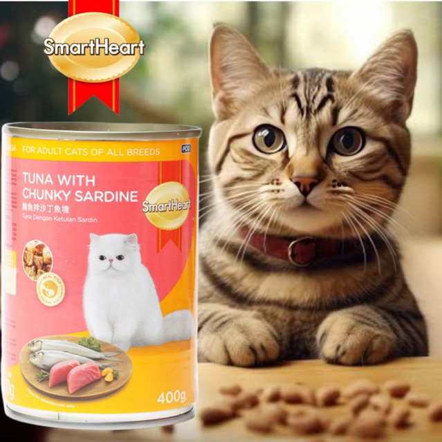 SmartHeart Canned Tuna and Chunky Sardine Adult Cat Wet Food | Shopee ...