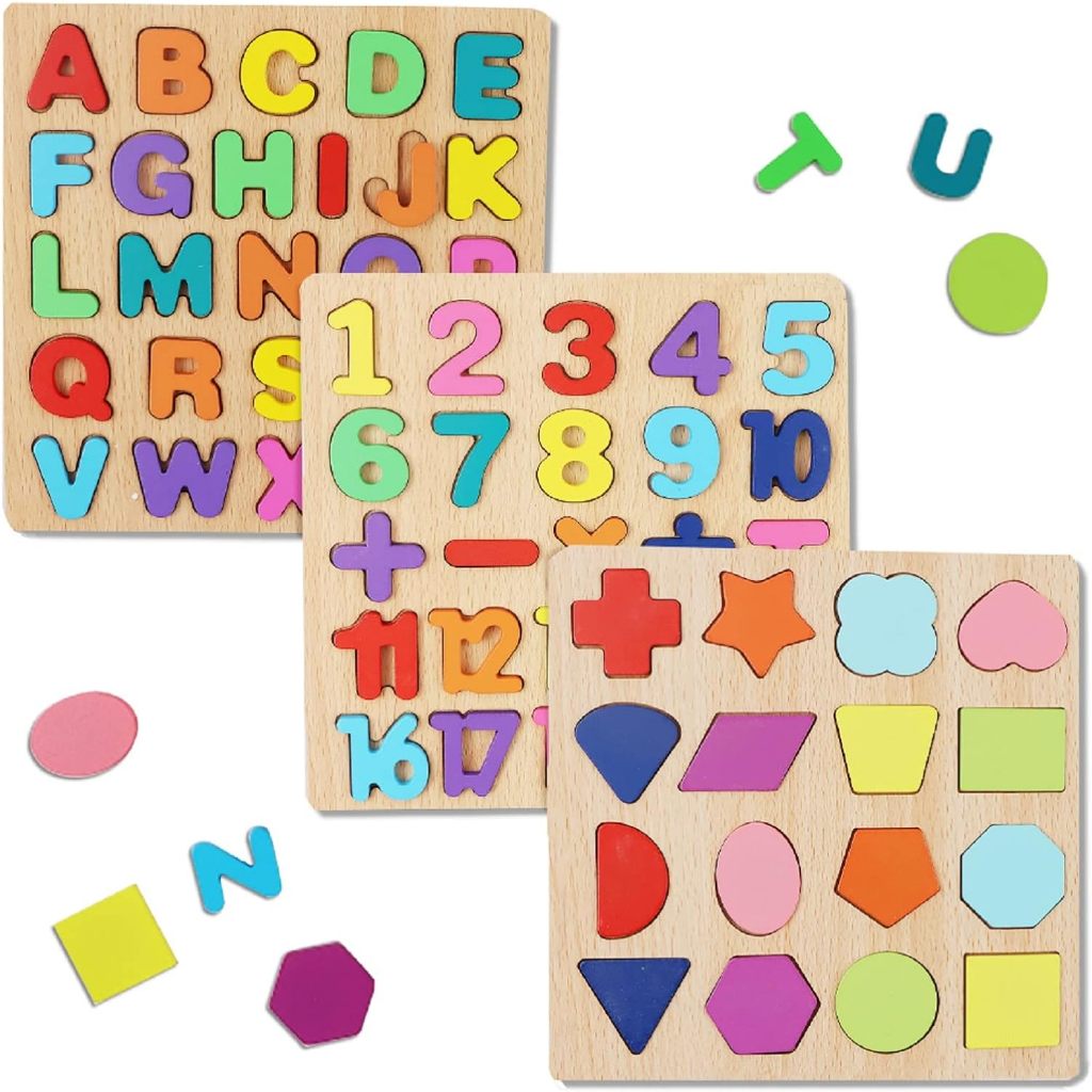 KiKi ABC Alphabet Digital Puzzle Wooden Toys Kid Number Letter shape ...