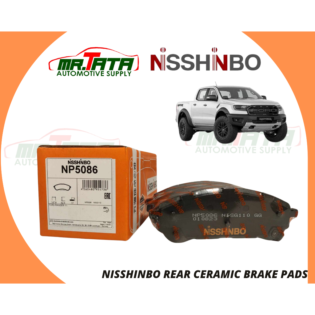 Nisshinbo Brake Pads REAR for Ranger Raptor 2019 to 2022 (NP5086 ...