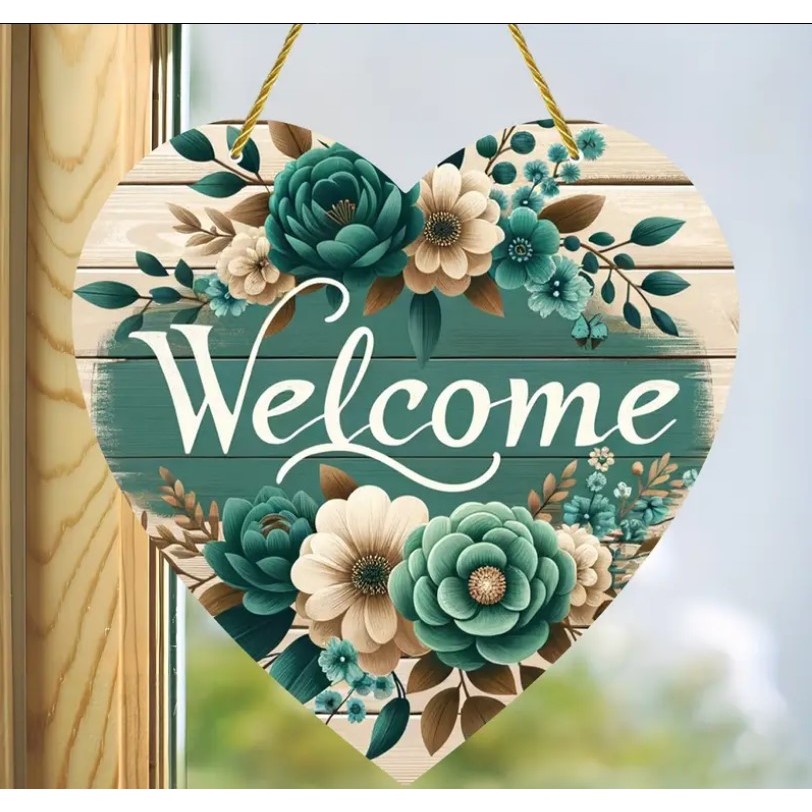 Heart Shaped Acrylic Welcome Sign, Welcome To Our Home Spring Sign ...