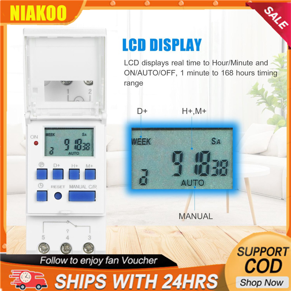 Timer Switch Din Rail Digital Weekly Programmable Electronic ...